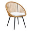 Ensemble moderne 3 pièces: table basse ronde anti-éclaboussures de 17,7 po + 2 chaises pivotantes en rotin