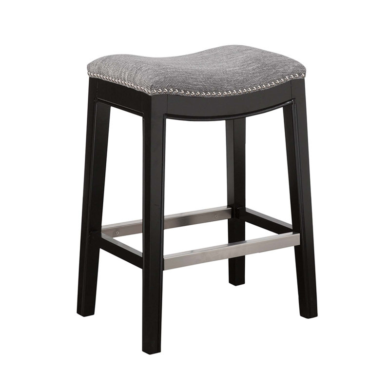 Tabouret de comptoir Saddle, Gris, Noir