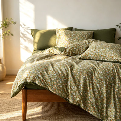 Ensemble de housse de couette à motif floral rétro 3 pièces