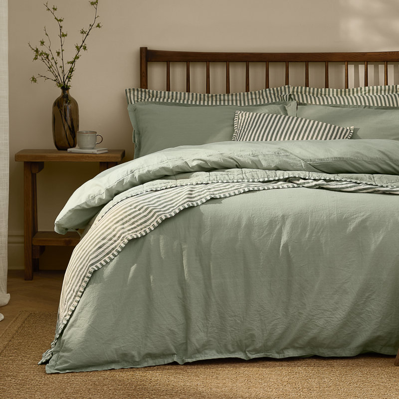 Hebden Washed Cotton Cotton Solid Colour Duvet Cover Set