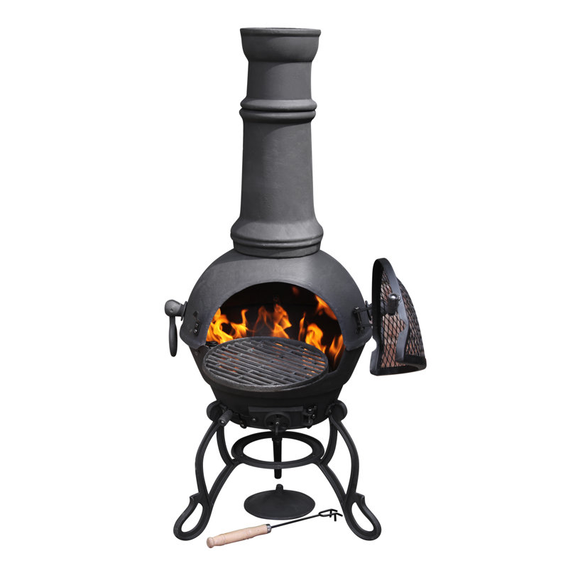 Toledo Column Cast Iron Smokeless Chimnea, 115cm H x 41.5cm W x 41.5cm D, Black
