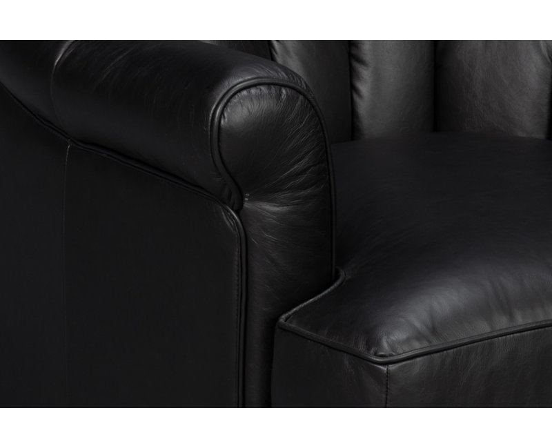 Scoth Swivel Armchair, Black Genuine Leather