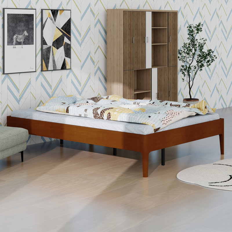 Contemporary  Platform Bed Frame with Sleek Styling, Brown