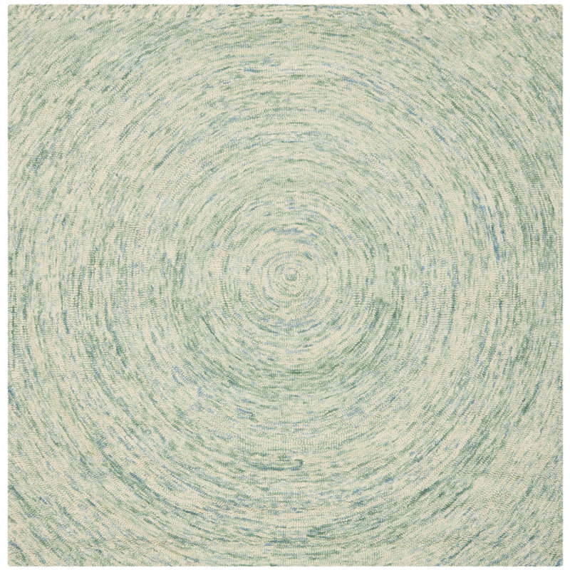 Ikat Hand Tufted Wool Abstract Rug, Square 6'