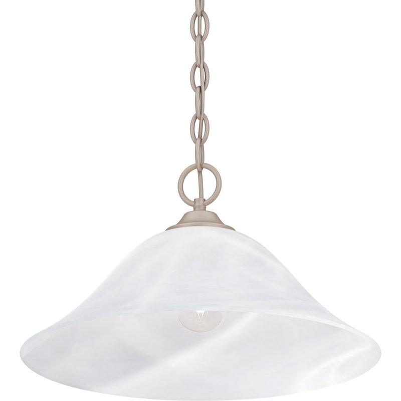 Hammond 1-Light Indoor Nickel Hanging Pendant with Alabaster Glass Bowl, Nickel