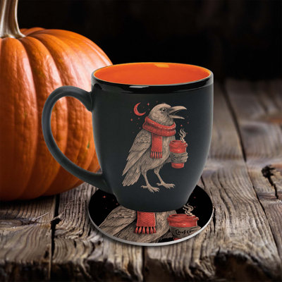 Ensemble de grandes tasses et sous-verres en céramique 16 oz Cawfee