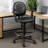 Zem Drafting Stool With Adjustable Arms & Chrome Footring, Black Vinyl