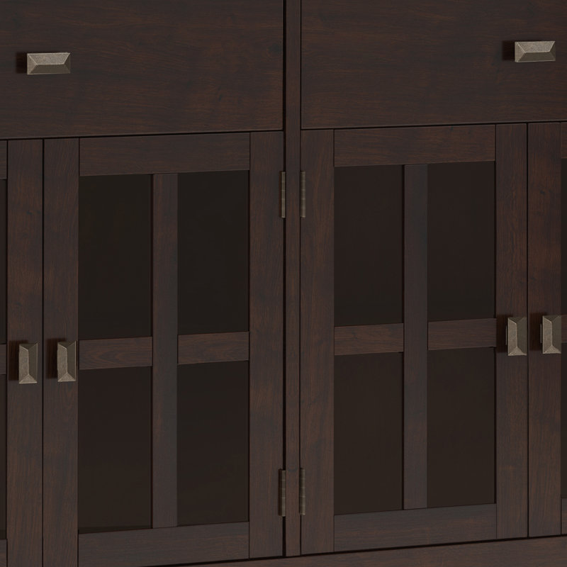 Artisan Dark Chestnut Brown Solid Wood 60" 4-Door Sideboard Buffet