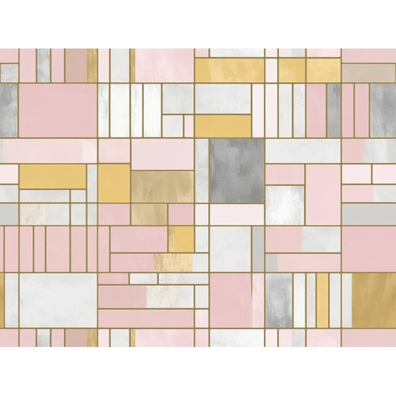 Mondrian Window Curtains Geometric Gold Drapes, H 82 po x l 40 po