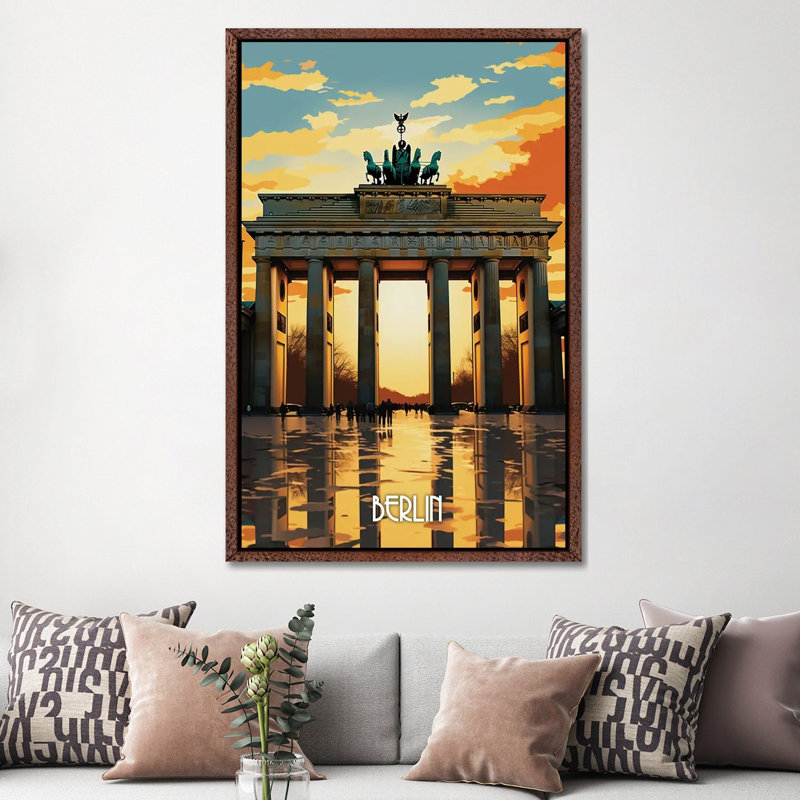 Berlin City Art II 1 Piece Wall Art on Canvas, 152.5 cm H x 101.5 cm W, Classic Wood Floater Framed