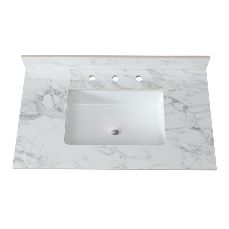 Lavabo encastré rectangulaire en céramique, Centres de 8 po