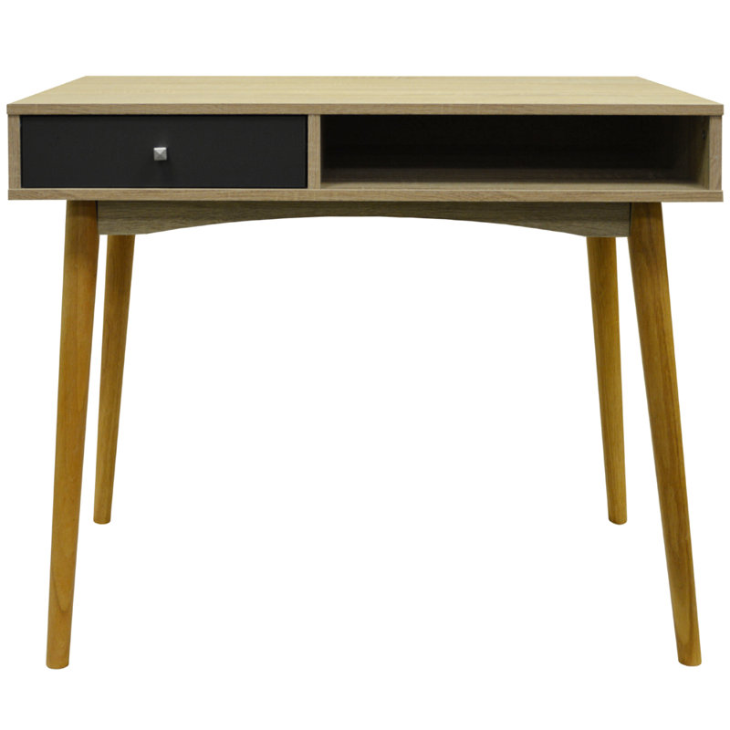 Maze Solid Wood Base Writing Desk, Oak/Grey