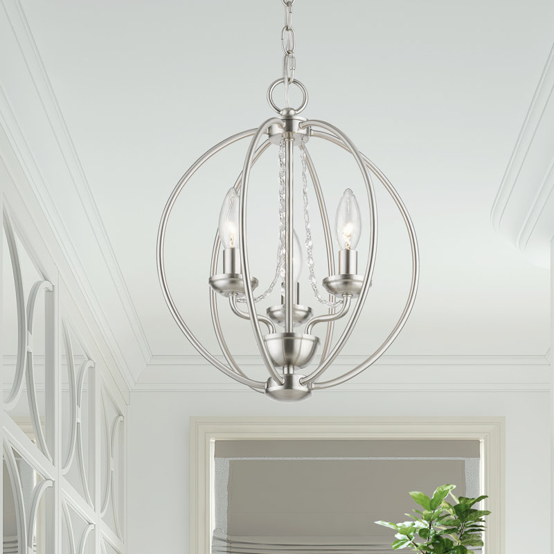 Ledjon 3 - Light Dimmable Globe Chandelier, Brushed Nickel