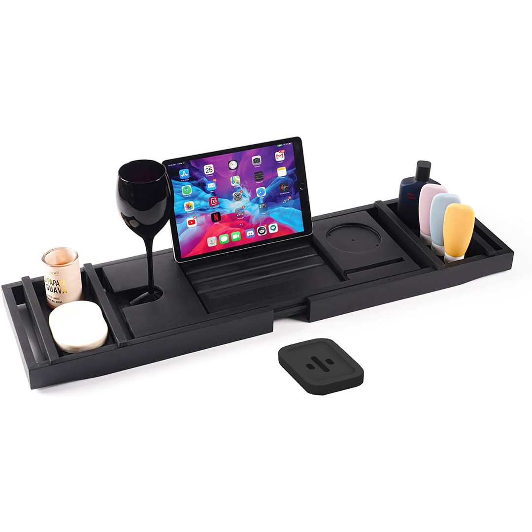 Eras Freestanding Bamboo Bath Caddy Rebrilliant