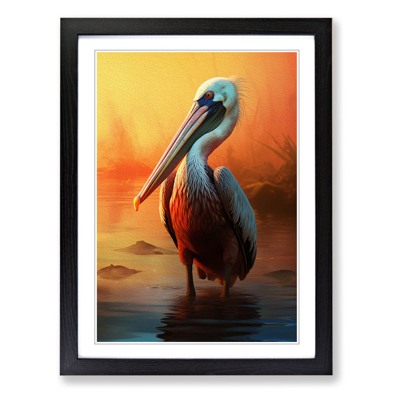 Pelican Digital - Framed Print, 34cm H x 25cm W, Black Framed
