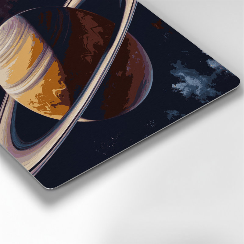 Space Saturn avec anneaux, art mural en métal mauve, H 384 po x l 384 po x P 0,05 po