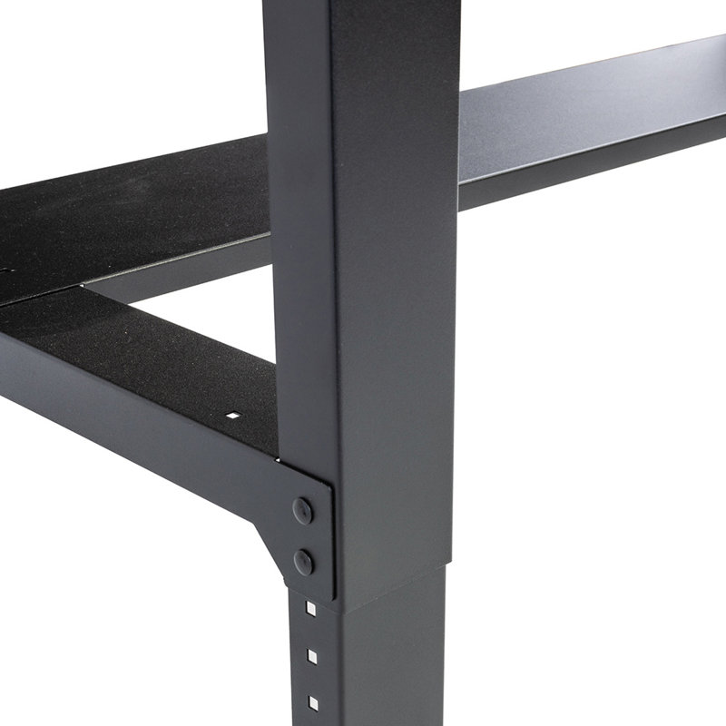 Solid Wood Top Height-Adjustable Workbench, 41" H x 64" W x 17" D, Natural