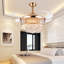 Ventilateur de plafond moderne à 4 pales de 42 po avec pales en cristal avec lumière DEL et pales invisibles