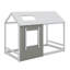 Lit plateforme simple en bois massif avec toit et fenêtre-1183289075