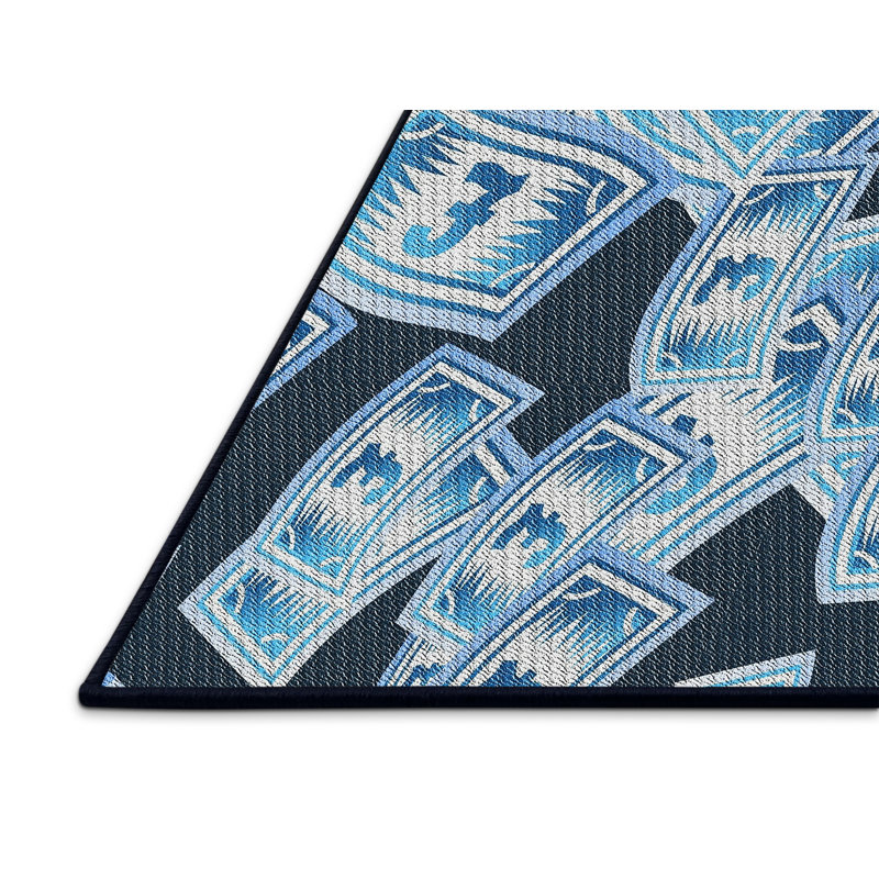 Tapis bleu / blanc Aragon, Rectangle 5 pi x 7 pi