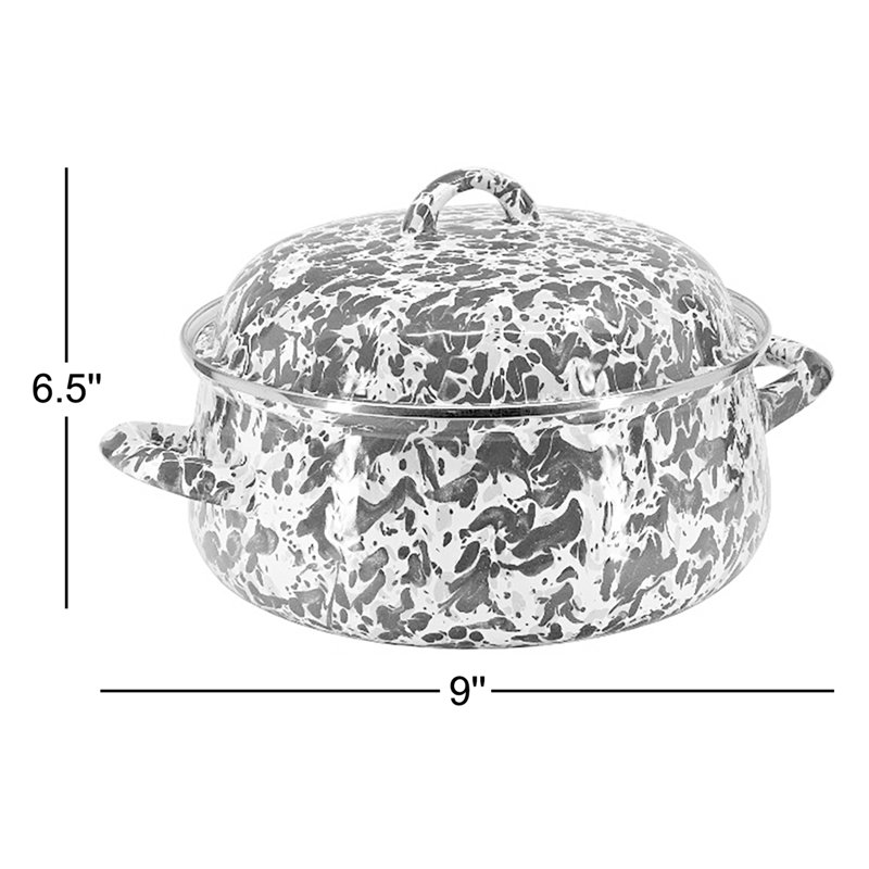 Swirl 4 Qt. Porcelain Oval Dutch Oven with Lid, Ocean Swirl