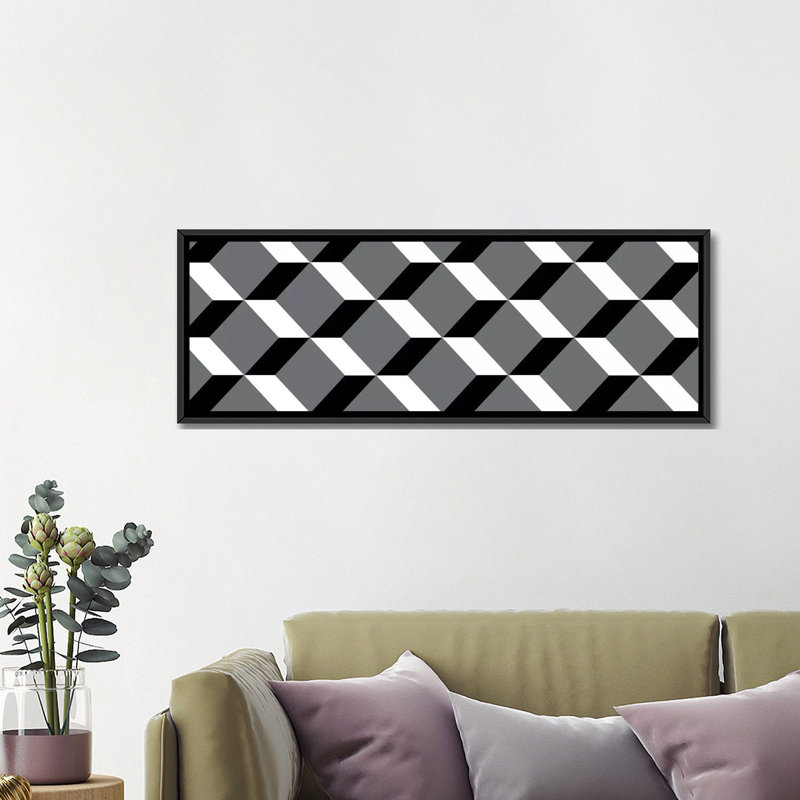 Albree Modern Cuboids '- Impression sur toile, H 12 po x l 36 po x P 1,5 po, Cadre noir