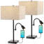 Ensemble de lampes de table en bronze 25,5 "avec USB Zenah