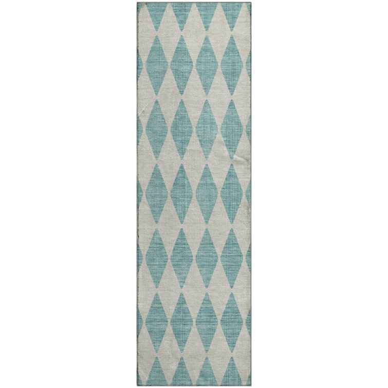 Premium Machine Washable Cerrito AMF578 Teal Rug