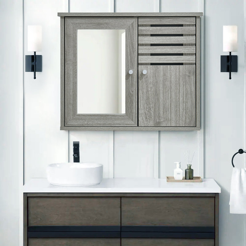 Husnija 600mm W 492mm H Surface Frameless Medicine Cabinet Mirror Fixed