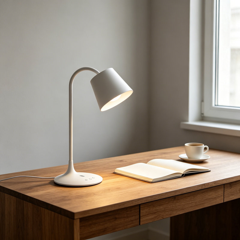 Lampe de bureau à DEL blanche, lampe de table à intensité variable avec col de cygne réglable, commande tactile, 3 modes de couleur pour étudier, travailler, chambre à coucher
