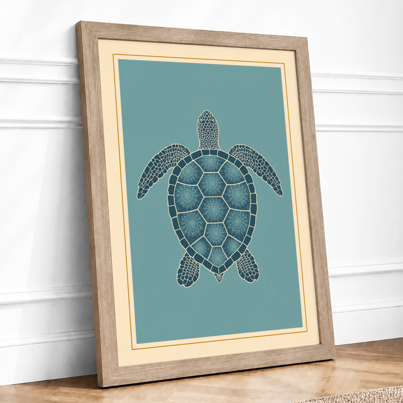 Drifting Turtle Coastal - Print, A2 - 59.4 x 42.0 cm, Oak