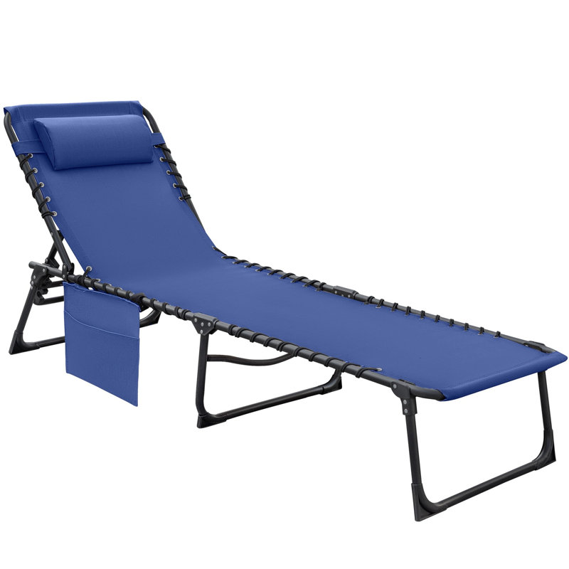 Chaise longue pliable réglable à 5 positions, Bleu
