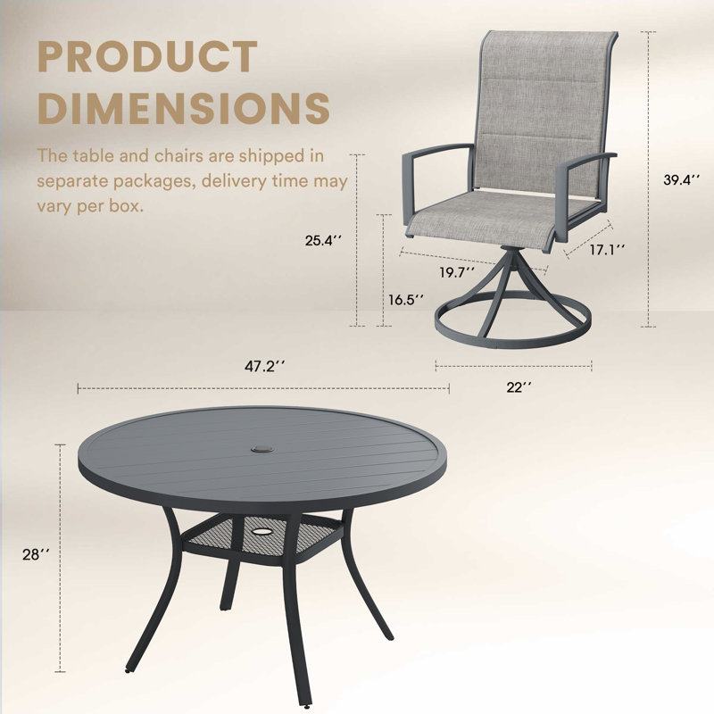 4-Person Outdoor Dining Set, Gray/Gray