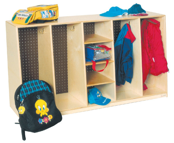Tip-Me-Not 4-Wide Brown Wooden Kids Locker