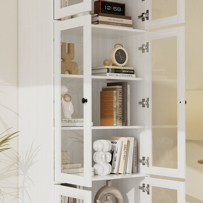 86.7'' H X 94.48'' W Book Cabinet Storage Bookcase Set, White