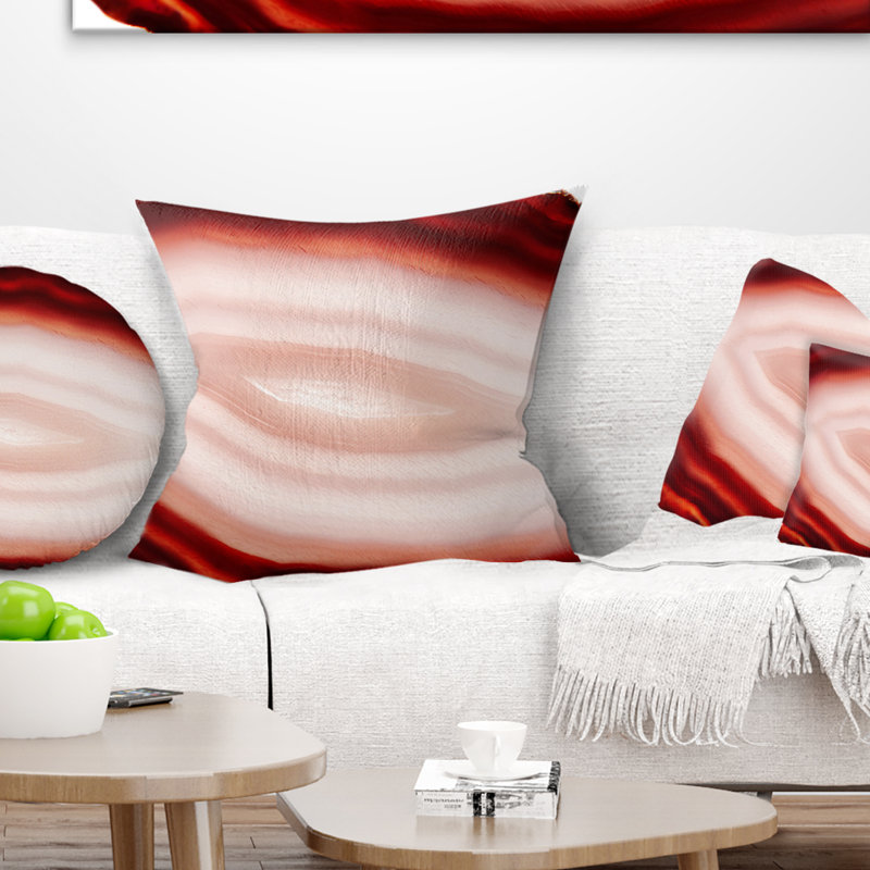  Coussin en cristal abstrait avec agate abstraite et calcédoine, 18 po x 18 po, Orange, Coussin décoratif