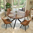 47.2" Wooden Round Dining Table Set With 4 Soft Upholstered Chairs