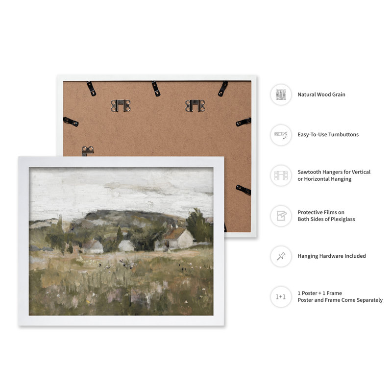 Maison de campagne panoramique, Poster, White Framed, 16"H x 20"W
