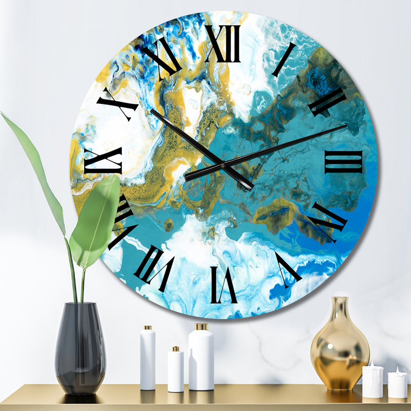 Horloge murale moderne bleue et blanche, Petit