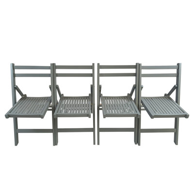 Furniture Slatted Wood Folding Special Event Chair - Gray, Set Of 4, FOLDING CHAIR, FOLDABLE STYLE