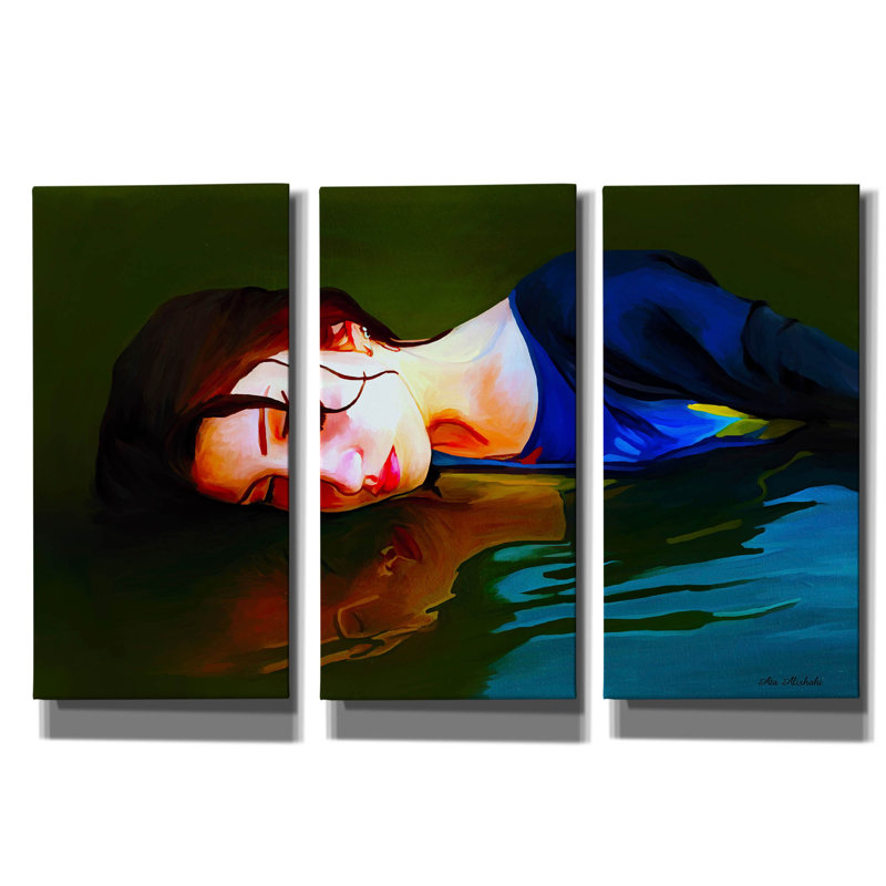 'Self-reflection' By Ata Alishahi Triptych Wall Art, 36" x 24", 78"x34"