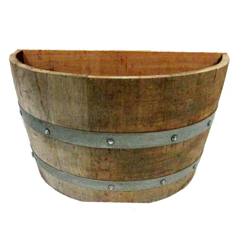 Oakwood Quarter Wine Barrel Planter, 26"W X 13"D X 18"H