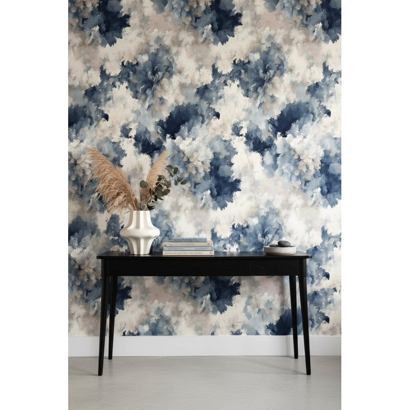 Floral Wallpaper Blue Abstract Removable Wall Decor