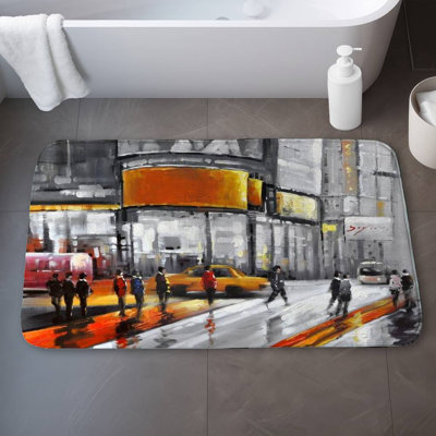 Circulation in times square Bath Mat with Non-Slip Backing - Quick Dry Memory Foam Bathroom Rug - Absorbent - Modern Plush Spa-Style - Machine Washable