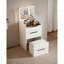 Bureau de coiffeuse 3-en-1 avec miroir rabattable et bureau en verre visible