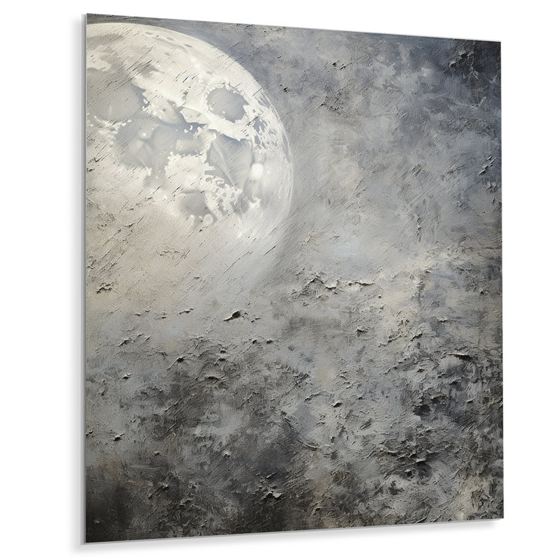 Minimalisme gris lune surface 4 - tachisme, art mural en métal, H 20 po x l 12 po x P 1 po