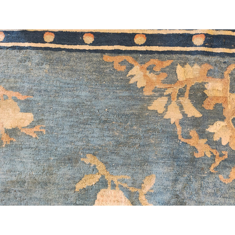 Antique Light Grey Blue Color Medallion Design Peking Chinese Rug