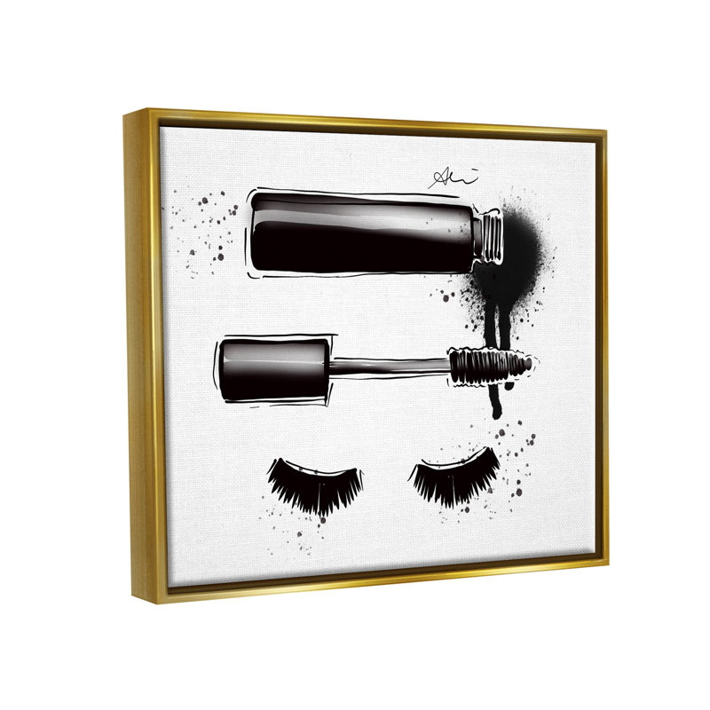 «Glam Mascara Lash», art de la giclée par Alison Petrie, H 25 po x l 31 po x P 1,7 po, Cadre flottant métallique doré