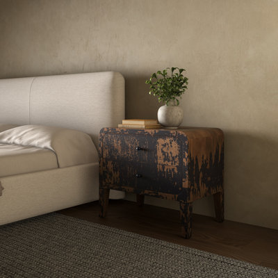 Table de chevet Iris noir vieilli
