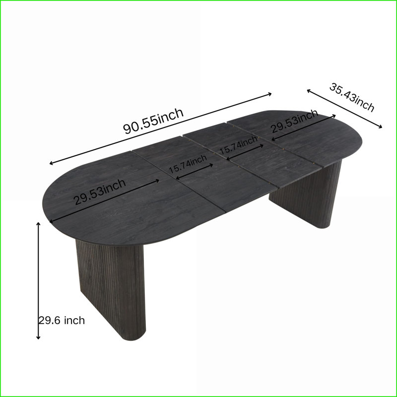 Table basse extensible en panneau de fibres à densité moyenne avec pieds en métal Facile à entretenir pour le salon, Noir